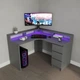 Стол угловой игровой Данте с подсветкой RGB Антрацит L=1200/1300мм (арт.SKRZ1000-146) - изображение 1