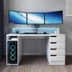 Стол компьютерный игровой Майнкрафт Upgrade с подсветкой RGB Белый L=1600мм (арт.SKRZ1000-143) - изображение 1