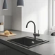Композитна кухонная мийка Grohe K700, чорний граніт, прямокутна, 1 чаша, врізна, глибина 200 мм - зображення 3
