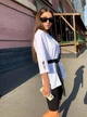 Жіночий костюм футболка оверсайз та шорти-велосипедки KM 20556 L-2XL Білий з чорним (KM -20556/02 B ) - зображення 3