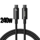 USB кабель на 240W Type-C на Type-C BASEUS Tungsten Gold Fast Charging (2m, 240W). Black - изображение 1