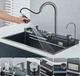 Кухонная раковина Водопад из прочной стали 304, 75х45х21 см, 18 кг, цвет графит - изображение 3