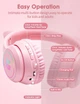Игровые Bluetooth наушники Onikuma с кошачьими ушками, RGB подсветкой и микрофоном Беспроводные геймерские наушники Розовый - изображение 4