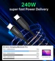 Кабель Choetech USB-C 3.1 240W Cable (1m) Black (XCC-1035) - изображение 3