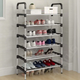Полиця стійка органайзер для взуття Shoe Rack TW555 6 полиць 118х56х24 см Чорна - зображення 1