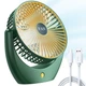 Портативный беспроводной вентилятор-охладитель воздуха Fan Portable, настольный USB вентилятор с аккумулятором, для дома, офиса, поездок, автомобиля, с регулируемым обдувом, тихий компактный вентилятор Зелёный YLP-385-Green - изображение 1
