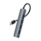 USB-хаб із входом USB-A Baseus UltraJoy Series Lite 4-в-1 (USB-A до USB 3.0*4, 0.15 м). Gray - зображення 3