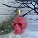 Восковая розовая свеча Череп (7 см) - изображение 2