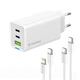 Мережевий зарядний пристрій ColorWay GaN Mini 65W PD Port PPS USB (USB-2C1A) White (CW-CHS058PDCL-WT) + кабель Type-C&Lightning - зображення 5