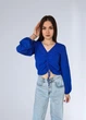 Топ женский с длинными рукавами стягивается спереди Only Синий 15700 XS (40-42) - изображение 2