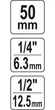 Переходник для ударных гайковертов YATO YT-04691: 1/2" x HEX-1/4", 50 мм - изображение 2