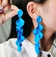 Серьги бижутерия Jeweston Удлиненные 12 см Лепестки Голубые - изображение 4
