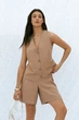 Бежевый льняной жилет L-XL - изображение 2