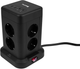 Przedłużacz Huslog HUS1004 Vertical Extension Cord with USB Black (OWN000064) - obraz 6