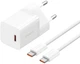 Зарядний пристрій Baseus GaN5 Fast Charger 1C 30W EU + Data Cable Type-C to Typ-C 100W Moon White (P10110902213-00) - зображення 1