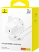 Зарядний пристрій Baseus GaN5 Fast Charger 1C 30W EU + Data Cable Type-C to Typ-C 100W Moon White (P10110902213-00) - зображення 6