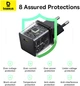 Сетевое зарядное устройство Baseus Palm Fast Charger 1C 30W EU + Mini Cable Type-C to Type-C 60W 20V/3A 1 м Cluster Black (P10111605113-01) - изображение 14