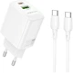 Сетевое зарядное устройство Borofone BN27 Fuente PD20W+QC3.0 charger set C to C EU White (6941991120282) - изображение 1