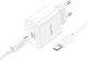 Сетевое зарядное устройство Hoco C76A Pro Majestic single port PD30W charger set Type-C to Type-C EU White (6942007616324) - изображение 3