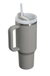 Термокружка Stanley Quencher H2.0 FlowState Splash Adventure с ручкой и трубочко Серая 887мл - изображение 2