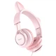 Навушники провідні Hoco W36 Cat ear дитячі накладні з мікрофоном Pink - зображення 2