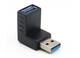 Переходник USB 3.0 Вертикальный тип А Male/Female, угловой, 90 ° градусов Черный - изображение 1
