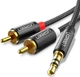 Аудіо кабель 2 RCA Jack 3.5 AUX Hi-Fi Ugreen AV116 (Чорний з сріблястим, 1м) - зображення 2