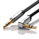Аудіо кабель AUX 3.5 mm jack Ugreen з кутовим L-подібним штекером AV119 10729 (Чорний з сріблястим, 5м) - изображение 1