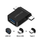 2 в 1 OTG адаптер Ugreen Micro USB + USB-C до USB3.0 30453 (Чорний) - изображение 2