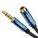 AUX 3.5 mm подовжувач Ugreen AV118 аудіо кабель (Чорний з синім, 4-pin, 1м) - изображение 1