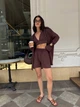 Жіночий літній костюм трійка (топ+кофта+шорти) Uaclothes 42-44 Коричневий (like33427-136391349) - изображение 1