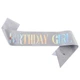 Святкова стрічка через плече "Birthday Girl" срібляста із срібним написом до дня народження - зображення 2