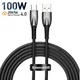 Кабель Type-C на USB с подсветкой Baseus Glimmer Series Fast Charging (1m, 100W, 6A, 480Mbps). Black - изображение 1