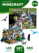 Дитячий конструктор Minecraft Гірська печера гра майнкрафт з LED підсвіткою ігровий набір з кубиків блоків фігурок тварин 587 деталей з печерою деревами лавою водою факелами та аксесуарами розвиваючий подарунок для творчості хлопчиків та дівчаток 66334 - зображення 1