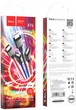 Кабель Hoco X76 USB to iP + Type-C + Type-C + Micro 2A, nylon, aluminum connectors 1 м Black-Red-Blue (6931474768650) - изображение 4