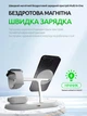 Беспроводная зарядная док станция для apple айфона часов наушников телефона 3 в 1 magsafe универсальная магнитная зарядка на айфон iphone airpods iwatch эпл вотч QINETIQ T256 23W с подсветкой белая + подарок адаптер 20W - изображение 4