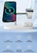 Беспроводная зарядная док станция для apple айфона часов наушников телефона 3 в 1 magsafe универсальная магнитная зарядка на айфон iphone airpods iwatch эпл вотч QINETIQ T256 23W с подсветкой белая + подарок адаптер 20W - изображение 13