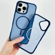Силиконовый чехол Matte Color Case With Magnetic Thin Circle для iPhone 12 Pro Max Grey - изображение 2