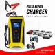 Импульсная Автомобильная Зарядка Fully Intelligent Pulse Repair Charger 12V 6A 90W Дисплей Свинцово-кислотная Yellow - изображение 7