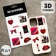 Объёмные 3D наклейки "Classic red " Набор 8 стикеров для декора телефона, ноутбука, блокнота SB-41 - изображение 1
