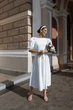 Біла сукня міді FirstWoman L білий 43406793 - зображення 4