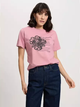 T-shirt damski bawełniany z nadrukiem Cross Jeans 56153-301 XS Różowy (8697319731057) - obraz 1