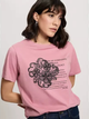 T-shirt damski bawełniany z nadrukiem Cross Jeans 56153-301 XL Różowy (8697319731095) - obraz 5
