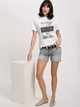 T-shirt damski bawełniany z nadrukiem Cross Jeans 56157-008 XS Biały (8697319731453) - obraz 3