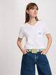 T-shirt damski bawełniany w serek Cross Jeans 56166-008 S Biały (8697319731910) - obraz 1