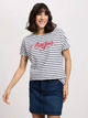 T-shirt damski bawełniany w paski Cross Jeans 56169-008 XL Biały (8697319732047) - obraz 1