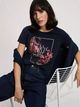 T-shirt damski bawełniany z nadrukiem Cross Jeans 56170-001 M Granatowy (8697319732078) - obraz 4
