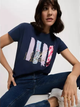 T-shirt damski bawełniany z nadrukiem Cross Jeans 56187-001 XS Granatowy (8697319746891) - obraz 4