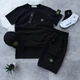Костюм чоловічий літо шорти кепка футболка і 2 пари носків Stone Island L чорний - зображення 1