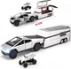 Масштабна модель автомобіля Tesla Cybertruck Pickup 1:24 із трейлером та квадроциклом. Металева машинка. - зображення 3